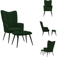 vidaXL Poltrona relax con sgabello in velluto verde scuro - Poltrona