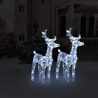 The Living Store Renna a LED 2 pezzi. Bianco freddo 80 LED acrilico