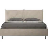 Ityhome - Letto contenitore imbottito 160x200 microfibra sabbia Appia