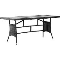 Syfax Tavolo da Giardino Nero 170x80x74 cm in Polyrattan