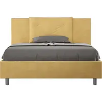 Ityhome - Letto matrimoniale francese senza rete imbottito 140x210 microfibra ocra Appia