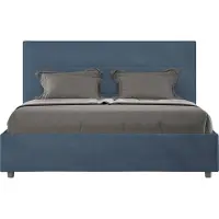 Ityhome - Letto matrimoniale francese contenitore imbottito 140x210 microfibra blu Mika