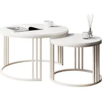 Sonstiges Set di tavolini da salotto tavolino da caffè tavolino da divano tavolino da salotto struttura in cachemire bianco