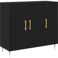 Syfax Credenza Rovere Nero 90 x 34 x 80 cm Legno multistrato