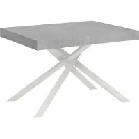 Ityhome - Tavolo allungabile 130/234x90 cm Karida cemento gambe bianche