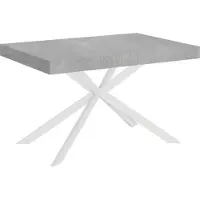 Ityhome - Tavolo allungabile 140/224x80 cm Plaker cemento gambe bianche