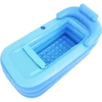 StarTech.com Vasca da bagno gonfiabile portatile - 160x84x64 cm - PVC, rettangolare - Con schienale, braccioli e cuscini - Per adulti fino a 1,85 m - Blu