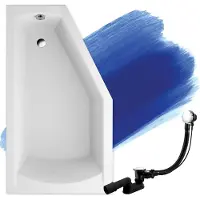 Badland vasca angolare Selena SINISTRA 160x90 con set di scarico e piedini GRATIS senza rivestimento