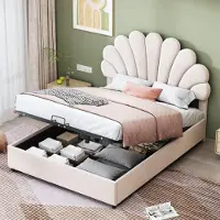 Flieks Letto imbottito 140x200cm con rete a doghe, letto matrimoniale letto per ragazzi letto per bambini con contenitore, letto a molle idrauliche letto in legno letto contenitore, velluto