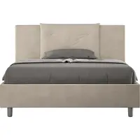 Ityhome - Letto matrimoniale francese senza rete imbottito 140x210 microfibra sabbia Appia