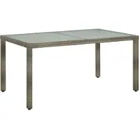 Syfax Tavolo Giardino 150x90x75cm Vetro Temperato e Polyrattan Grigio