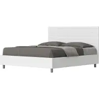 Ityhome - Letto contenitore 160x190 struttura bianco frassino testata Pelle finta bianco Burmy
