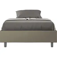 Ityhome - Letto una piazza e mezza contenitore imbottito 120x210 Pelle finta cappuccino Azelia