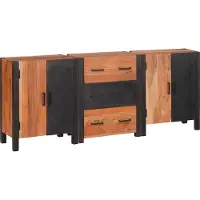 Syfax Credenza 3 pcs Marrone 55 x 30 x 75 cm Legno di Acacia Massello