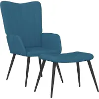 Syfax Poltrona Relax con Sgabello Blu in Velluto