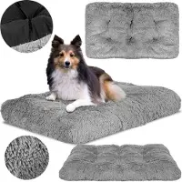 AIO Factory Cuccia per cani, lettiera, 130x90 cm, cuscini, divano, divanetto, recinto, shaggy, grigio chiaro