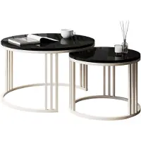 Sonstiges Set di tavolini da salotto tavolino da caffè tavolino da divano tavolino da salotto struttura in cashmere nero