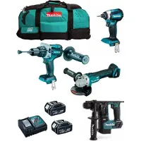 Makita Kit MK402 (DHP481 + DHR171 + DGA504 + DTD153 + 2 x 5,0 Ah + DC18RC + LXT600)