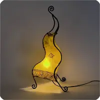 SIMANDRA Lampada orientale lampada all'henné lampada in pelle marocchina lampada da tavolo lampada da terra Essaouira sun 50 cm, giallo