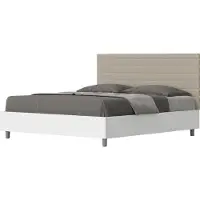 Ityhome - Letto con rete 160x200 struttura bianco frassino testata Pelle finta tortora Burmy