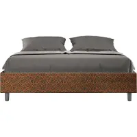 Ityhome - Letto contenitore imbottito 160x190 tessuto Era 04 arancio Azelia