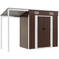 Syfax Capanno Giardino Tetto Esteso Marrone 277x107x181cm Acciaio