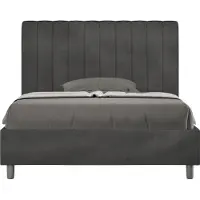 Ityhome - Letto una piazza e mezza contenitore imbottito 120x200 microfibra grigio Agueda