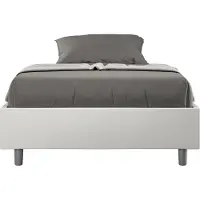 Ityhome - Letto una piazza e mezza con rete imbottito 120x210 Pelle finta bianco Azelia