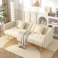 STILVORA Divano letto con schienale regolabile, divano letto multifunzionale con braccioli regolabili, moderno divano letto pieghevole per camere da letto e soggiorni, color beige