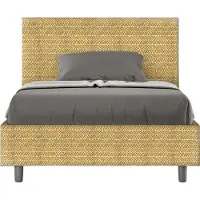 Ityhome - Letto una piazza e mezza con rete imbottito 120x210 tessuto Aragona 3 giallo Adele