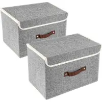 Sonstiges TYEERS Contenitore pieghevole con coperchio 38x25x25 cm 2 pezzi Grigio