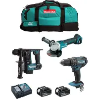 Makita Kit MK305 (DHP482 + DHR171 + DGA504 + 2 x 3,0 Ah + DC18RC + LXT600)