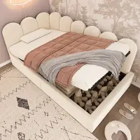STILVORA Letto imbottito 90x200 cm: divano letto con rete a doghe, divano letto con contenitore idraulico, lettino per bambini con contenitore, velluto, beige (senza materasso)