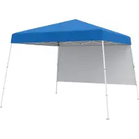Costway Gazebo pop up 3x3m, gazebo pieghevole con 1 parete laterale, zaino portatile e 4 ancoraggi a terra, tenda da giardino impermeabile per feste con protezione solare blu