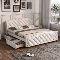 STILVORA Letti imbottiti 160x200 cm Letto matrimoniale con rete a doghe, struttura letto per ragazzi con vano contenitore e schienale, testiera con rivetti a strappo, grigio (senza materasso)