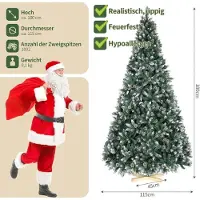 StarTech.com Albero di Natale artificiale - Abete canadese - Altezza 150 cm - Denso e voluminoso - PVC/PE - Innevato - Verde con pigne e neve