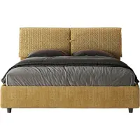 Ityhome - Letto con rete imbottito 160x210 tessuto Aragona 3 giallo Mados