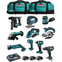 Makita Kit MK1003 (DHP482+ DTD152+ DHR171+ DGA452+ DJR183+ DBO180+ DJV180+ DSS610+ DML815+ DKP180+ 3x3,0Ah + DC18RD+ 2xLXT600)