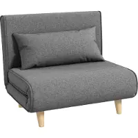 Fortuna Divano letto Lai Divano singolo piccolo, divano pieghevole con schienale regolabile, stile scandinavo, grigio, 95x95x80 cm