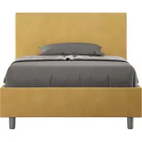 Ityhome - Letto una piazza e mezza contenitore imbottito 120x210 microfibra ocra Adele