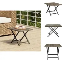 vidaXL Tavolo pieghevole grigio 45x35x32 cm in poly rattan - Tavoli da giardino
