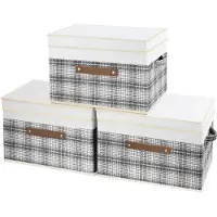 Sonstiges Scatola pieghevole con coperchio, tessuto, design patchwork, scatola portaoggetti, 3 pezzi, grigio 38x25x25 cm