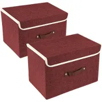 Sonstiges TYEERS Contenitore pieghevole con coperchio in tessuto 38x25x25 cm 2 pezzi vino rosso
