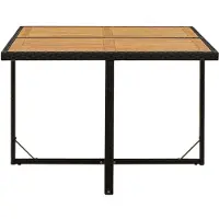 Syfax Tavolo Giardino Nero 109x107x74 cm Polyrattan e Massello Acacia