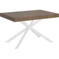 Ityhome - Tavolo allungabile 140/244x90 cm Plaker noce gambe bianche