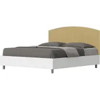 Ityhome - Letto contenitore 160x200 struttura bianco frassino testata microfibra ocra Antilia