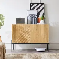 Merax Credenza 100x40x75 cm dal design minimalista, cassettiera a 2 ante con gambe in metallo, cassettiera a buffet con ripiani, ripiani regolabili