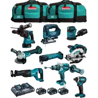 Makita Kit MK902 (DHP481 + DHR243 + DGA504 + DTD152 + DJV182 + DSS610 + DJR186 + DBO180 + DTM51 + 3x5,0 Ah + DC18RD + 2xLXT600)