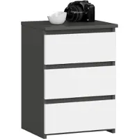 Akord Comodino, colore grigio scuro, dimensioni 40 x 57 x 35 cm