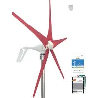 OEM Generatore di turbine eoliche, potenza 400W, generazione efficiente di energia, rosso 5 pale, 400W, 24V